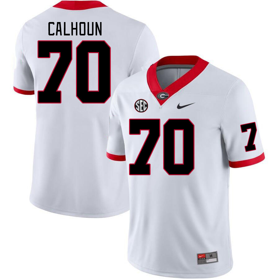 Men #70 Daniel Calhoun Georgia Bulldogs College Football Jerseys Stitched-White